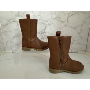 Old Navy Toddler Girls Solid Brown Faux Leather Side Zip Tall Boots Toddler Sz 5